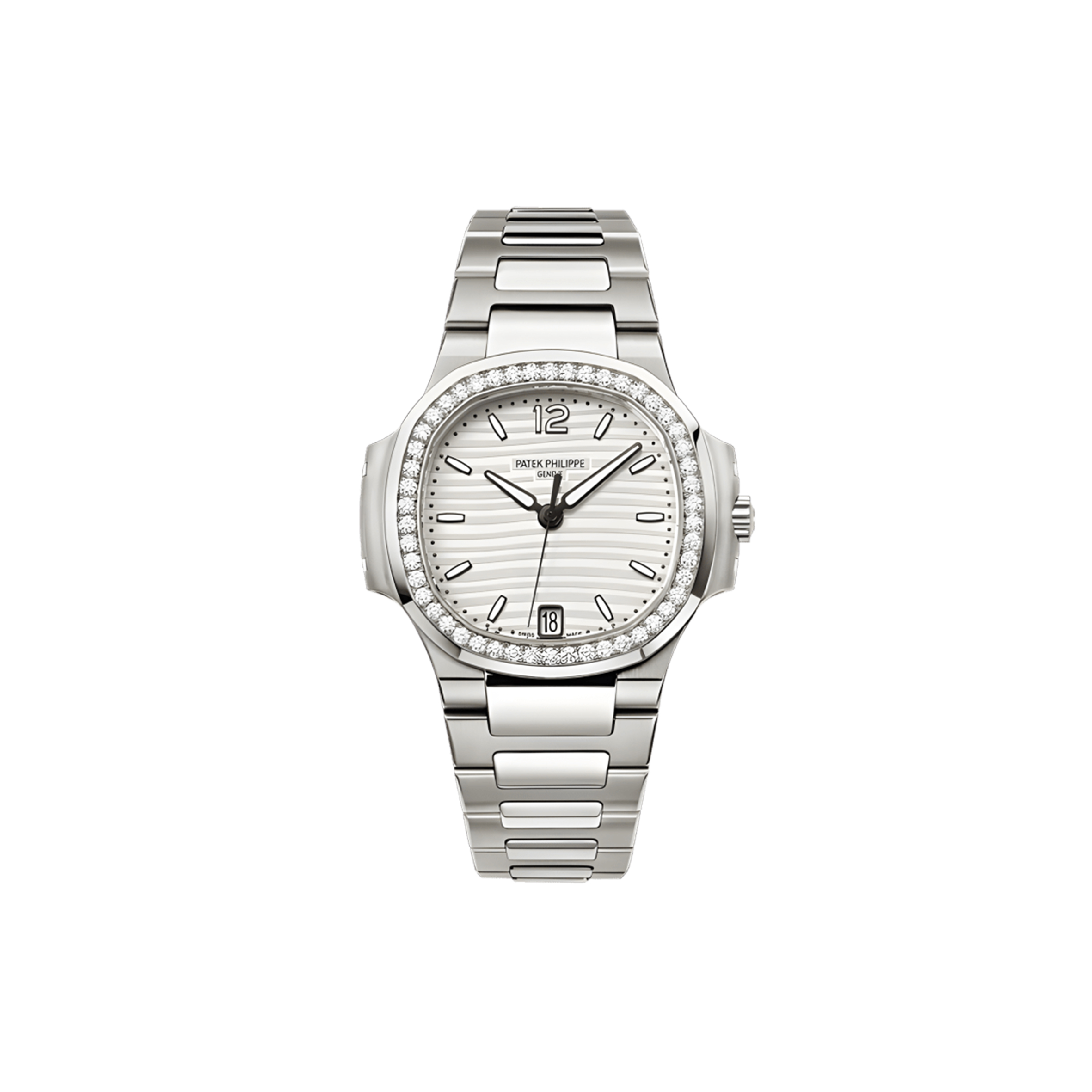 p**ek ph**ppe nautilus silver dial Di*m*nd steel ladies watch 7018 32mm
